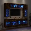 Muebles De Tv De Pared Con Luces Led 6 Piezas Roble Ahumado