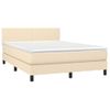 Cama Box Spring Con Colchón Y Led Tela Crema 140x190 Cm