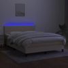 Cama Box Spring Con Colchón Y Led Tela Crema 140x190 Cm