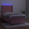 Cama Box Spring Colchón Y Led Terciopelo Rosa 100x200 Cm