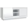 Mueble De Tv Madera Contrachapada Blanco Brillo 102x35x45 Cm