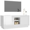 Mueble De Tv Madera Contrachapada Blanco Brillo 102x35x45 Cm