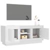 Mueble De Tv Madera Contrachapada Blanco Brillo 102x35x45 Cm