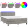 Cama Box Spring Colchón Y Led Terciopelo Gris Claro 140x200 Cm