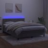 Cama Box Spring Colchón Y Led Terciopelo Gris Claro 140x200 Cm