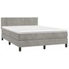 Cama Box Spring Colchón Y Led Terciopelo Gris Claro 140x200 Cm