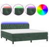 Cama Box Spring Colchón Y Led Terciopelo Verde Oscuro 160x200cm