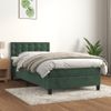 Cama Box Spring Colchón Y Led Terciopelo Verde Oscuro 90x200 Cm