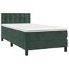 Cama Box Spring Colchón Y Led Terciopelo Verde Oscuro 90x200 Cm