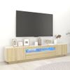 Armario Tv Con Luces Led Color Roble Sonoma 200x35x40 Cm