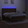 Cama Box Spring Colchón Luces Led Tela Marrón Oscuro 180x200cm