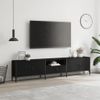 Mueble De Tv Con Cajón Madera De Ingeniería Negro 200x25x44 Cm