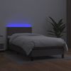 Cama Box Spring Y Colchón Led Cuero Sintético Gris 90x190 Cm