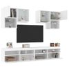 Mueble De Pared De Tv Con Luces Led 6 Piezas Blanco