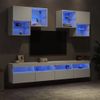 Mueble De Pared De Tv Con Luces Led 6 Piezas Blanco