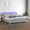 Cama Box Spring Con Colchón Tela Y Led Gris Claro 200x200 Cm