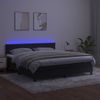 Cama Box Spring Colchón Y Led Terciopelo Negro 180x200 Cm