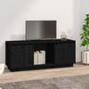 Mueble Para Tv De Madera Maciza De Pino Negro 110,5x35x44 Cm