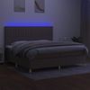 Cama Box Spring Colchón Y Luces Led Tela Gris Taupe 200x200 Cm