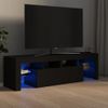 Mueble De Tv Con Luces Led Negro 140x36,5x40 Cm