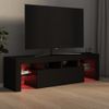 Mueble De Tv Con Luces Led Negro 140x36,5x40 Cm