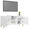 Mueble De Tv Con Patas De Madera Maciza Blanco 103,5x35x50 Cm