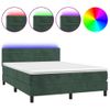 Cama Box Spring Colchón Y Led Terciopelo Verde Oscuro 140x200cm