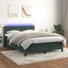 Cama Box Spring Colchón Y Led Terciopelo Verde Oscuro 140x200cm