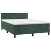 Cama Box Spring Colchón Y Led Terciopelo Verde Oscuro 140x200cm