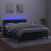 Cama Box Spring Colchón Y Led Terciopelo Verde Oscuro 140x200cm