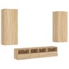 Muebles De Tv De Pared 5 Piezas Madera De Ingeniería Roble Sonoma