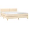 Cama Box Spring Con Colchón Y Led Tela Crema 160x200 Cm