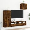 Muebles De Tv De Pared 4 Piezas Madera Ingeniería Roble Ahumado