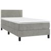 Cama Box Spring Colchón Y Led Terciopelo Gris Claro 80x200 Cm