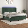 Cama Box Spring Colchón Y Led Terciopelo Verde Oscuro 160x200cm