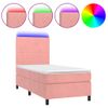 Cama Box Spring Colchón Y Led Terciopelo Rosa 100x200 Cm