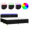 Cama Box Spring Con Colchón Led Tela Negro 200x200 Cm