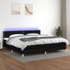 Cama Box Spring Con Colchón Led Tela Negro 200x200 Cm