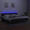 Cama Box Spring Con Colchón Led Tela Negro 200x200 Cm