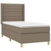 Cama Box Spring Colchón Y Luces Led Tela Gris Taupe 90x200 Cm