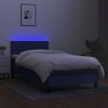 Cama Box Spring Colchón Y Luces Led Tela Azul 90x190 Cm