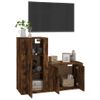 Set De Muebles De Tv 2 Piezas Madera Contrachapada Roble Ahumado