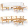 Set De Muebles De Jardín 6 Piezas Madera De Teca Y Cojines Crema