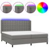 Cama Box Spring Colchón Y Luces Led Tela Gris Claro 200x200 Cm