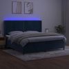 Cama Box Spring Colchón Y Led Terciopelo Azul Oscuro 200x200 Cm