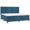 Cama Box Spring Colchón Y Led Terciopelo Azul Oscuro 200x200 Cm