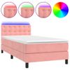 Cama Box Spring Colchón Y Led Terciopelo Rosa 90x190 Cm