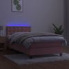 Cama Box Spring Colchón Y Led Terciopelo Rosa 90x190 Cm