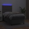 Cama Box Spring Y Colchón Led Cuero Sintético Gris 90x190 Cm