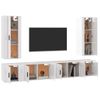 Set De Muebles De Tv 6 Piezas Madera Contrachapada Blanco Brillo